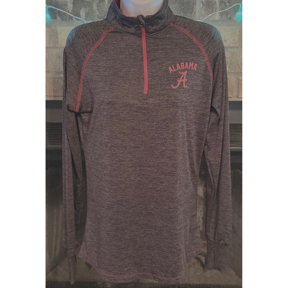 Colosseum Alabama Crimson Tide Womens Quarter Zip Pullover Gray Space Dye Medium